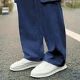 thumbnail image 6 of Coorders George Mens Drawstring Elastic Waist Cargo Pant, Men's Big & Tall Fleece Cargo Sweatpants, Blue,Size XXL, 6 of 6