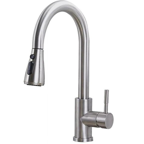 Kitchen Faucet with Pull Down Sprayer, High Arc Single Hole Kitchen Sink Faucet with Sprayer, Commercial Modern Pull Out Stainless Steel Kitchen Faucet