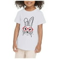 thumbnail image 1 of MIASHUI T-Shirt à Manches Courtes pour Tout-Petits Garçons Filles avec Imprimé Graphique de Lapin, Blanc, 5-6 Ans, 1 of 4