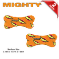 thumbnail image 2 of Mighty Medium Orange Bone Durable Squeaky Fleece No Stuff 2 Pack Dog Toy, 2 of 11