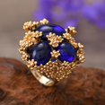 thumbnail image 4 of Vintage Oval Round Stone Statement Ring for Women Gold Plated Elegant Colorful Birthstone Flower Beaded Adjustable Open Wrap Finger Rings Comfort Fit Antique Art Deco Jewelry, 4 of 6