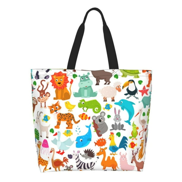 Balery Animals Bolsa Tote Estilo Estético con Cremalleras, Bolsa de Hombro, Bolsa de Compras Grande y Plegable