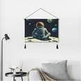 thumbnail image 5 of WOBOGO Astronaut Sitting on The Moon Living Room Canvas Wall Art Bedroom Study Framed Canvas Print Artwork Home Office Decorations 24.5×16.7in, 5 of 6