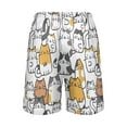thumbnail image 3 of Men's Pajama Shorts Bottoms with Pockets Soft Lightweight Lounge Sleep Wear Cartoon Line Cats, 3 of 6