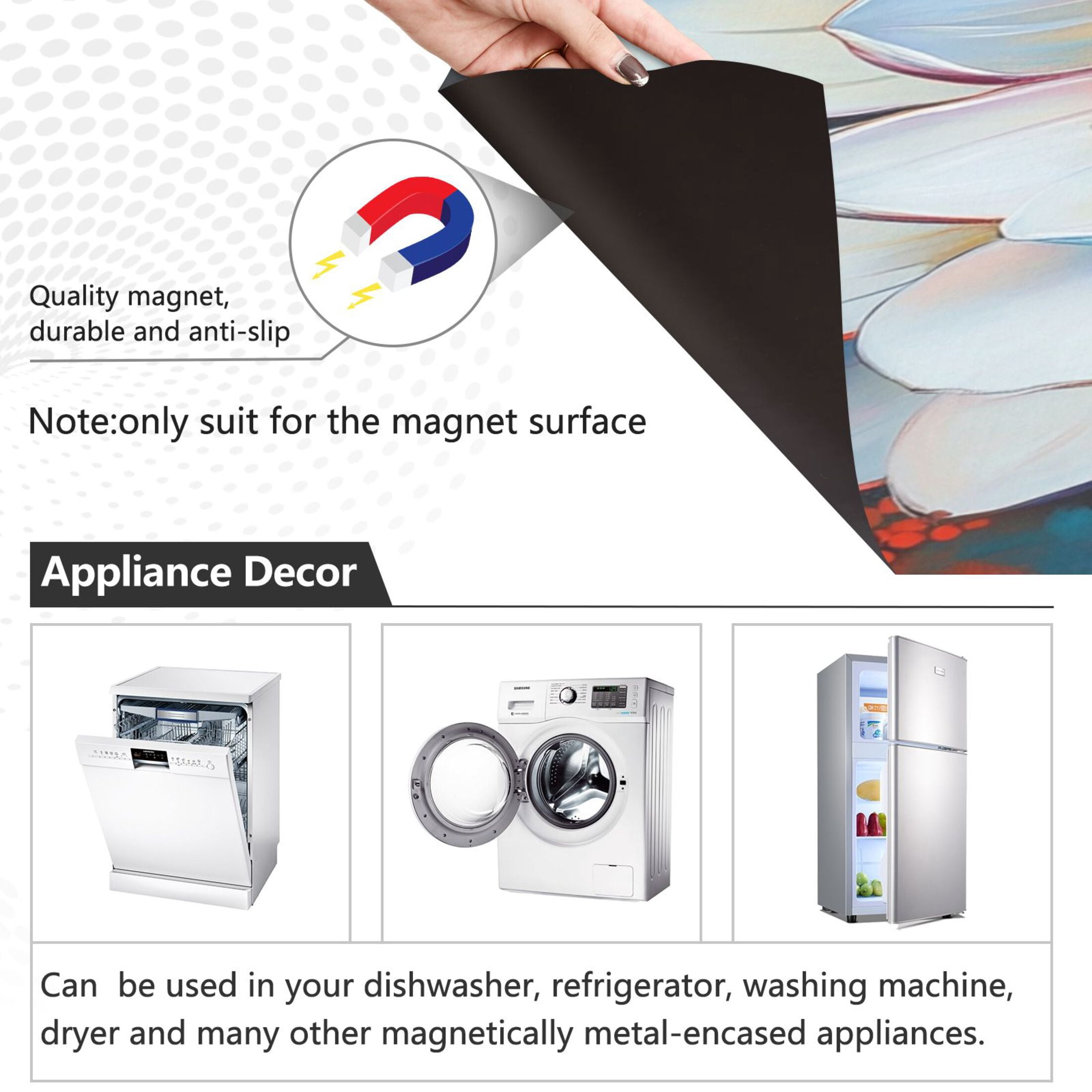 Dishwasher Magnetic Sticker 23x26 Inch Refrigerator Magnetic Sticker Washing Machine Magnetic Sticker Kitchen Panel Magnetic Sticker Home Decor Big Blue Flowers