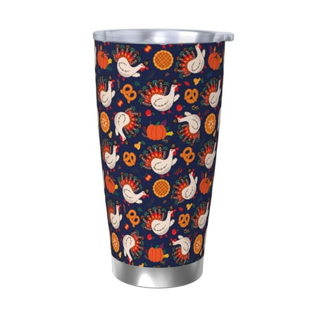 

Salouo Turkey And Thanksgiving Print 20oz Tumbler with Lid Stainless Steel Vacuum Insulated Tumbler Durable Insulated Coffee Mug Thermal Cup with Splash Proof Sliding Lid-Without Straw