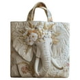 thumbnail image 3 of Dwellin Vintage Quilted Tote Bag for Women Lightweight Shoulder Purse Handbag Floral Print Summer Beach Top Handle Satchel(I-Horizontal), 3 of 4