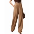 thumbnail image 3 of Women High Waist Floor-Length Straight Wide Leg Commute Suit Trousers Business Casual with Pockets Khaki XXL, 3 of 8