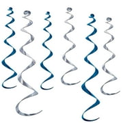 Beistle 4" - 24" & 2" - 36" Twirly Whirls Blue/Silver 18/Pack 50065-BS
