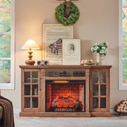 Innoflame 65" Farmhouse Fireplace TV Stand, Entertainment Center w/28" Electric Fireplace & LED Lights, Real Fire Cracking Sound, Media Console with Storage for Living Room, Reclaimed Barnwood