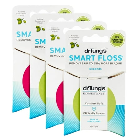 Dr.Tungs's Smart Floss Expands, Natural Cardamom, Color May Vary, 4-Pack