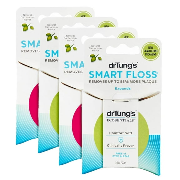 Dr.Tungs's Smart Floss Expands, Natural Cardamom, Color May Vary, 4-Pack