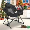thumbnail image 4 of Ainfox Foldable Portable Rocking Camping Chairs with Footrest,Cup Holder,Pillow, Black, 4 of 11