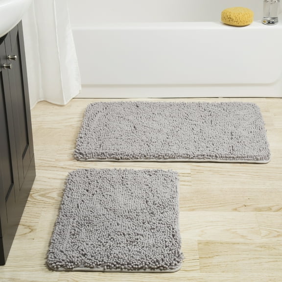 Somerset Home 2 Piece Memory Foam Shag Bath Mat - Grey