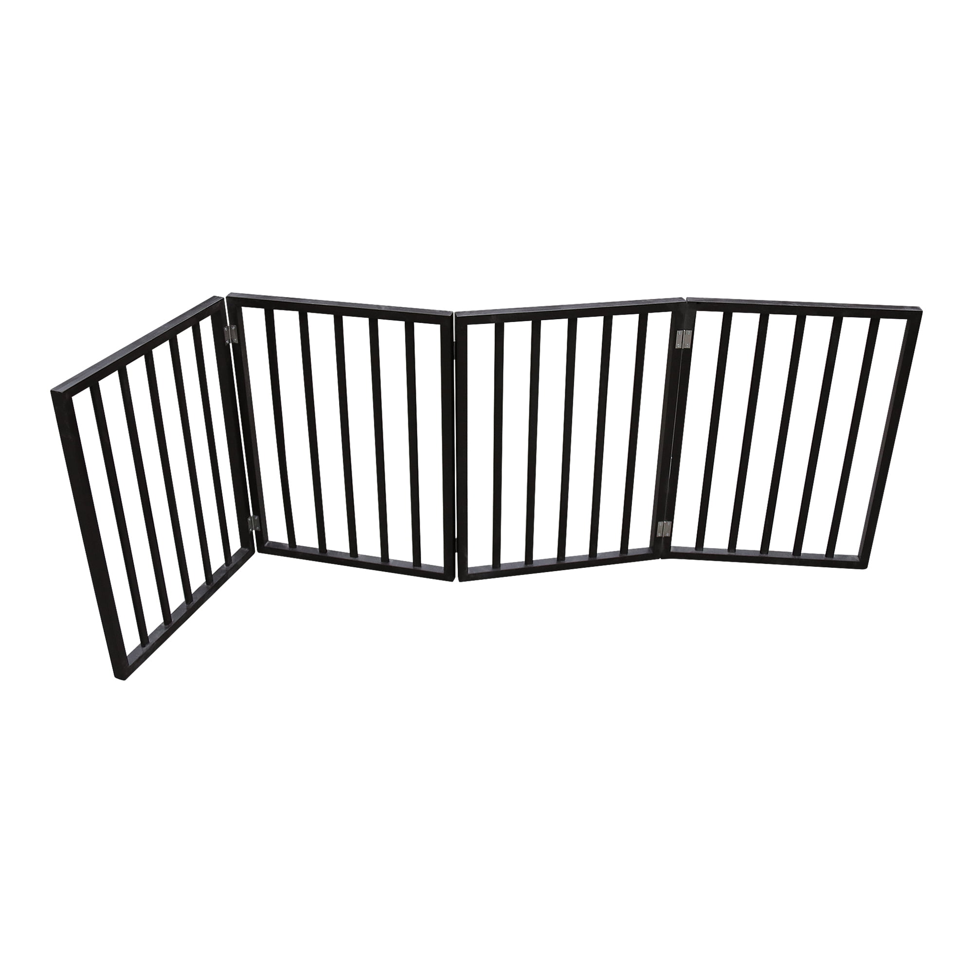 Freestanding Pet Safety Gate, Arc Design Foldable Wooden Doorway Barrier for Stairs Home Indoor, Brown