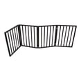 thumbnail image 6 of Portable Pet Gate Dog Gate for Doorways Stairs or House, Arc Wooden Lightweight Barrier Fence, 24"H 4 Panels Step Over Fence Dog Gate (Dark Brown), 6 of 8
