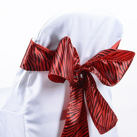 - Red - Animal Print Satin Chair Sash - ( Pack of 10 Pieces - 6 inches x 106 inches )