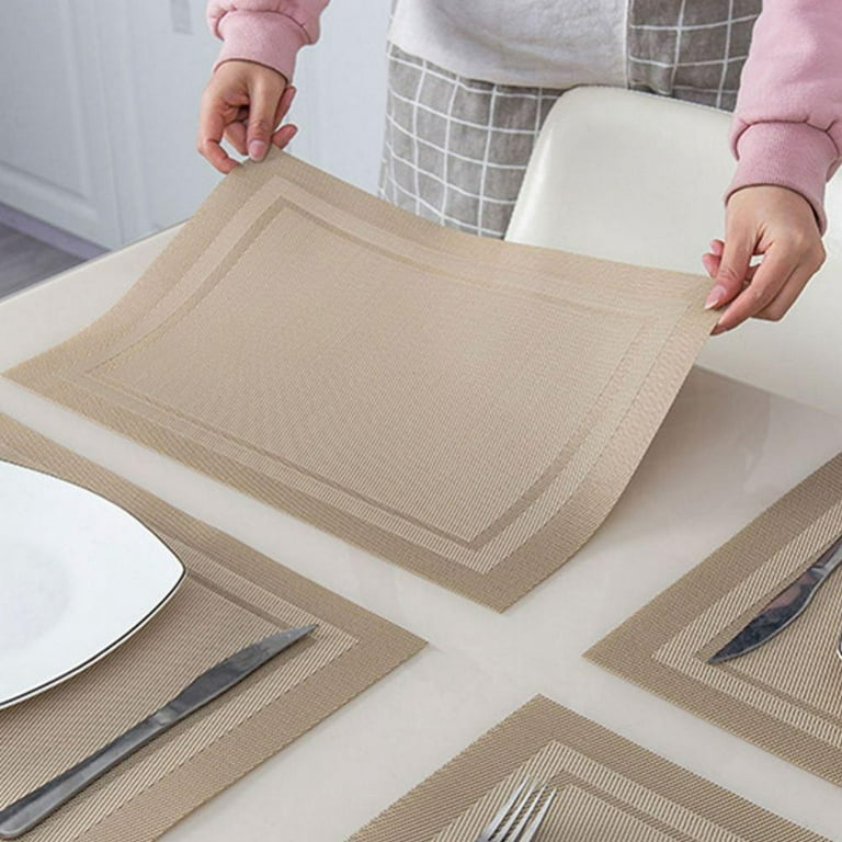 PVC Placemats For Dining Table,Washable Non-Slip Heat Resistant Kitchen  Table Mats,Tableware Decor for Home Table