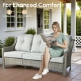 thumbnail image 4 of Vcatnet Outdoor Patio Furniture with Swivel Rockers 5 Pieces Sectional Sofa All Weather Wicker High-Back Conversation Set with Coffee Table, Gray, 4 of 9