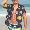 thumbnail image 5 of Lsque Cute Puffer Fish pattern Hawaiian Shirt for Men, Unisex Summer Beach Casual Short Sleeve Button Down Shirts-3X-Large, 5 of 9