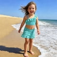 thumbnail image 2 of LRen Kids Bathing Suits Girls 2 Piece Ruffles Bikini Swimwear for Kids Girls Funny Summer Rash Guard Swimsuit Girl Beach Swimwear Girls'Swimwear Bikini Set, 2 of 8