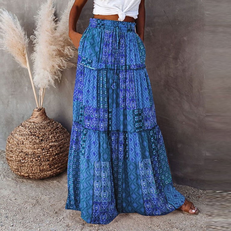 VUPSGEZ Relaxed Long Maxi Skirt Women'S Boho Skirt European And