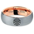 thumbnail image 2 of Tungsten Quote I Love You 3000 Engraved Band Ring 7mm Men Women Comfort Fit 18k Rose Gold Dome Brushed Gray Polished, 2 of 4