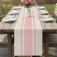 thumbnail image 4 of Pink Stripes Table Runner - 72 Inch Long Geometric Vintage Country Modern Cotton and Linen Blended Dress Scarves Farmhouse Table Runner for Kitchen Dining, Coffee Table, 13" x 72", 4 of 8