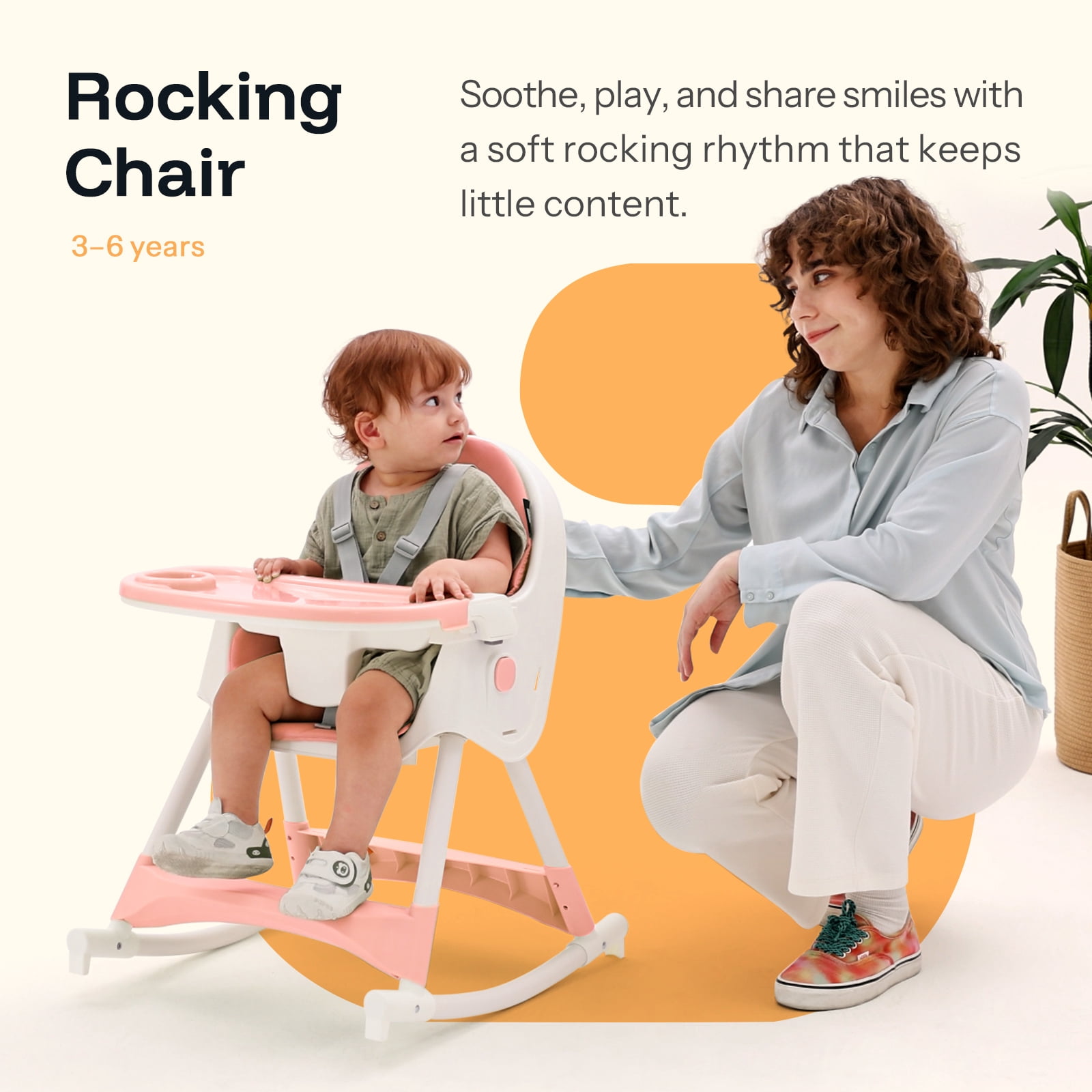 HARPPA 4-in-1 Convertible High Chair for Babies and Toddlers, Feeding Chair for Infant,Pink