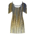 thumbnail image 4 of QIPOPIQ Robes pour Femmes Robe à Volants Fumée Manches Courtes Robes Imprimées Épaules Dénudées Robe d'Été Col Rond Robe Offres 2023, 4 of 5