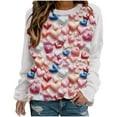 thumbnail image 1 of VALMASS Chandails en Molleton à Col Rond pour Femmes, Imprimé Floral, Manches Longues, Mode Décontractée, Blouses Sans Capuche (2TG, Rose-B), 1 of 3