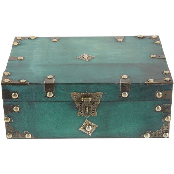 BESTOYARD Vintage Green Jewelry Storage Box Wood 1Pack Lockable for Women