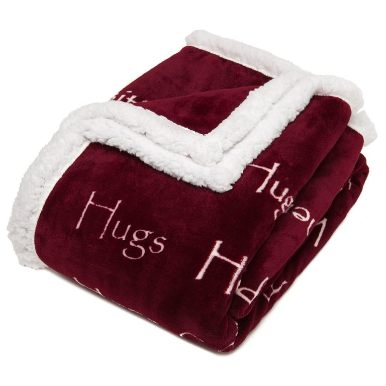 Chanasya Warm Hugs Positive Energy Healing Thoughts Super Soft Plus Fleece Sherpa Microfiber Comfort Caring Red Gift Throw Blanket Get Well Soon