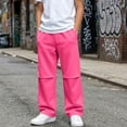 thumbnail image 2 of Falkdiz Warm Sweatpants for Girls Winter Straight Leg Pockets Loose Pantalones Outdoor Trendy Relaxed fit Elastic Waist Girls Pants Open Bottom , Hot Pink , Size: 12-13 Years, 2 of 8