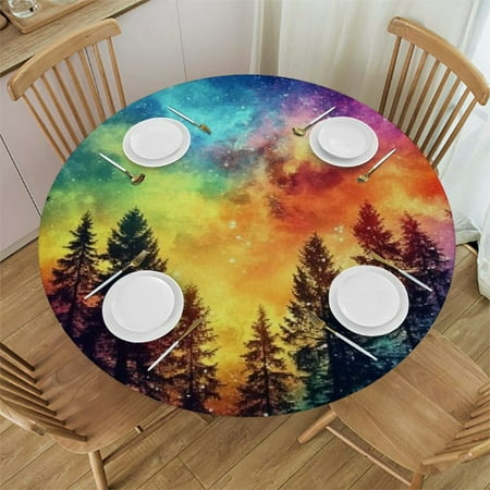 

SHERONV Galaxy Round Table Cover Stain Resistant Washable for Indoor Outdoor Dining Kitchen Wedding Parties 100% Polyester Picnic Farmhouse Full Width Single-Sided Printing 31 -35