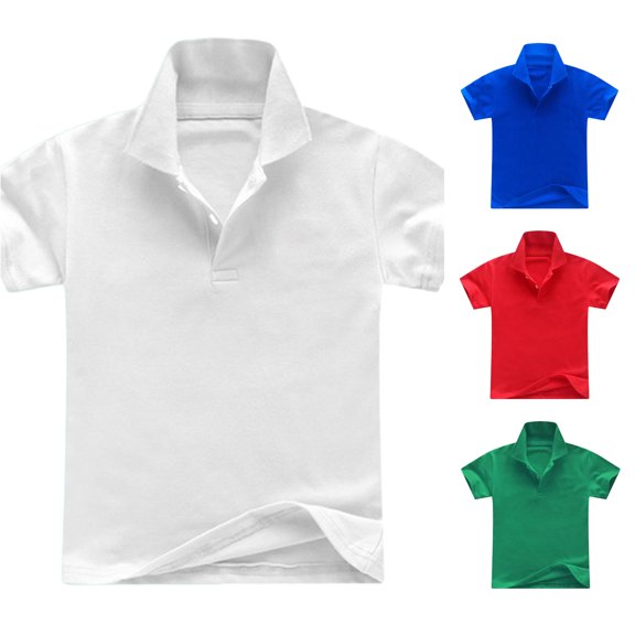 WhouRiu Boys Short Sleeve Polo Shirt Back To School Casual Solid Color Tennis Collar Shirts Kids Comfortable Soft Daily Polos,3-4 Years