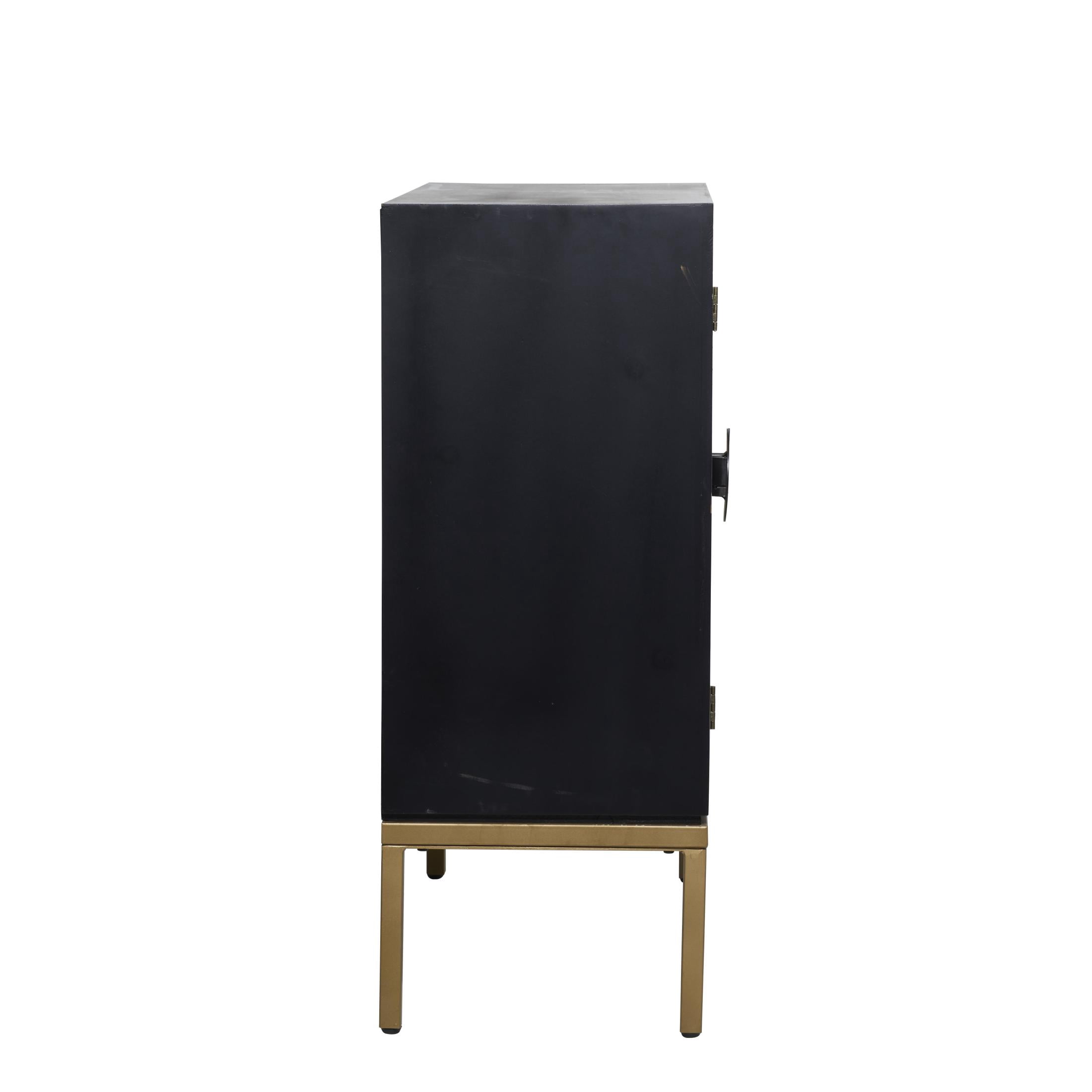 DecMode Contemporary Rectangular Wood Cabinet with Circular Pattern and a Polished Bronze Finish, 30"W x 33"H