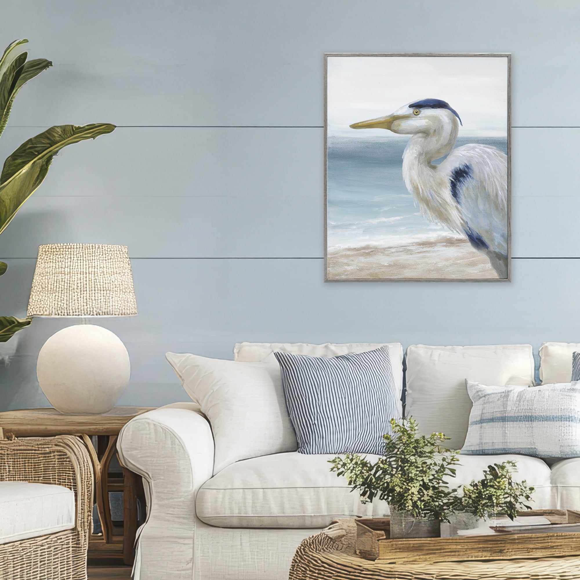Stupell Industries Left Gazing Heron Gray Framed Giclee Art, design by Nan