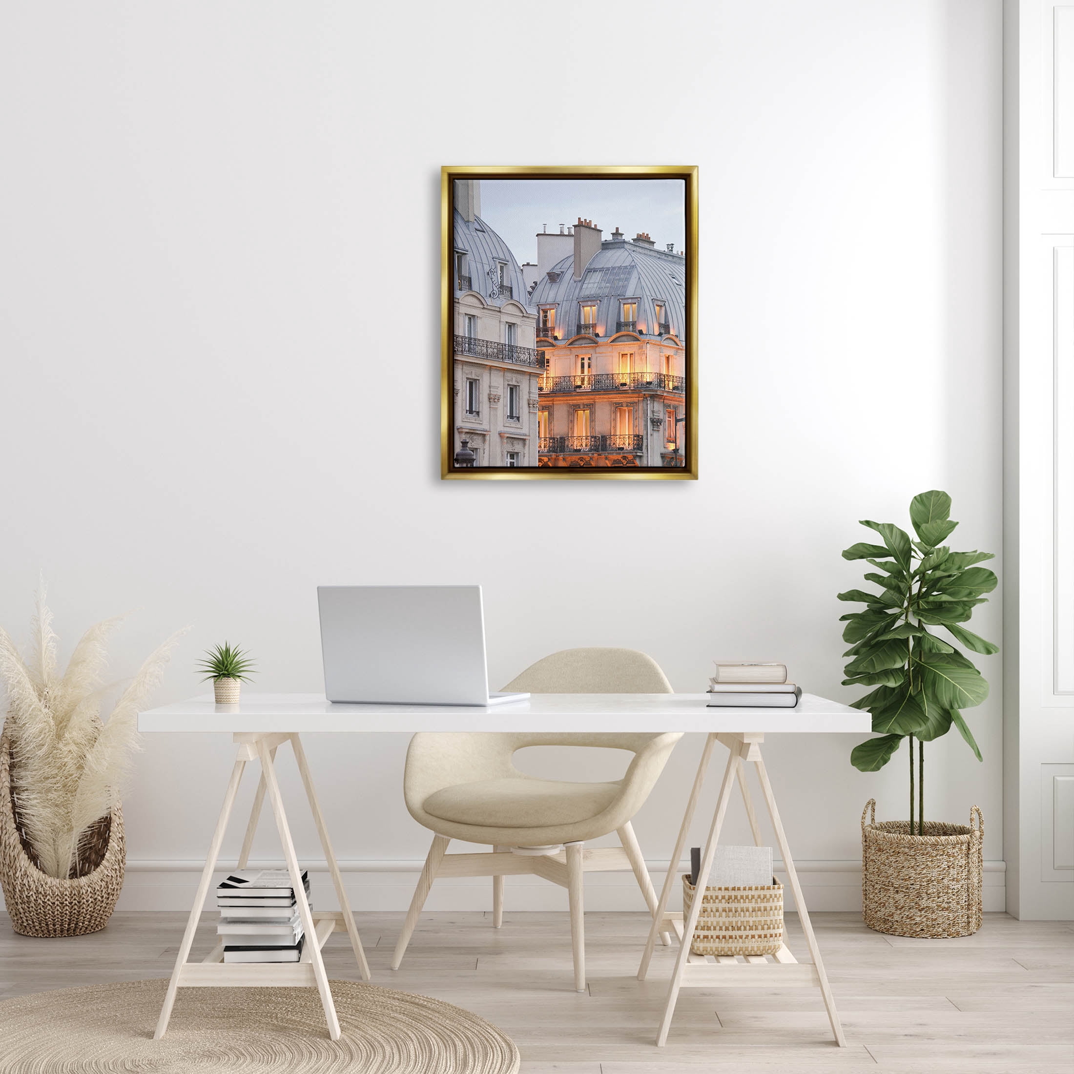 European Architecture Cityscape Town & City Photograph Metallic Gold Framed Art Print Wall Art