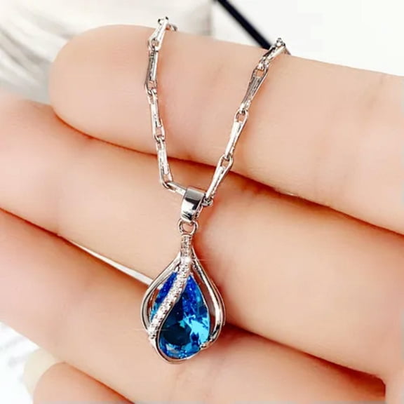 Gorgeous Wedding 925 Silver Necklace Pendant Cubic Zirconia Women Party Jewelry