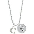 thumbnail image 1 of Delight Jewelry Silvertone Large Initial - C - Silvertone Script Initial Disc - V - Charm Necklace, 20"+3", 1 of 4