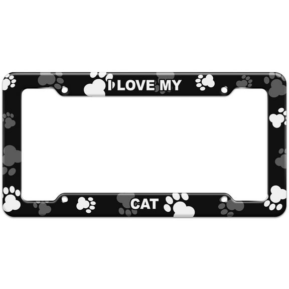 I Love My - Cat - Plastic License Plate Frame