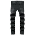 thumbnail image 2 of SWSMCLT Men's Distressed Jeans Denim Jeggings Slim Fit Pants Mid Rise Trousers Denim Ripped Chic Black 34, 2 of 2
