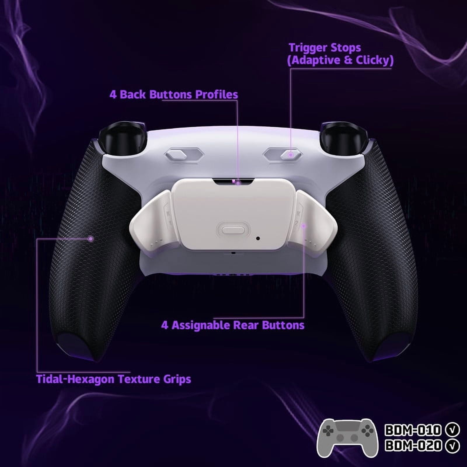eXtremeRate RISE Plus MAX RMB Back Paddles Kit with Clicky Trigger Stops & Rubberized Grip for PS5 Controller BDM-010 020, Remappable Real Metal Back Buttons Kit for PS5 Controller – White Black