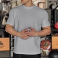 thumbnail image 2 of T-Shirts Summer Texture Pads Shoulder Pads Sleeves Quick Drying Fitness Exercise Short Tee Shirts Men Grey XXXL, 2 of 4