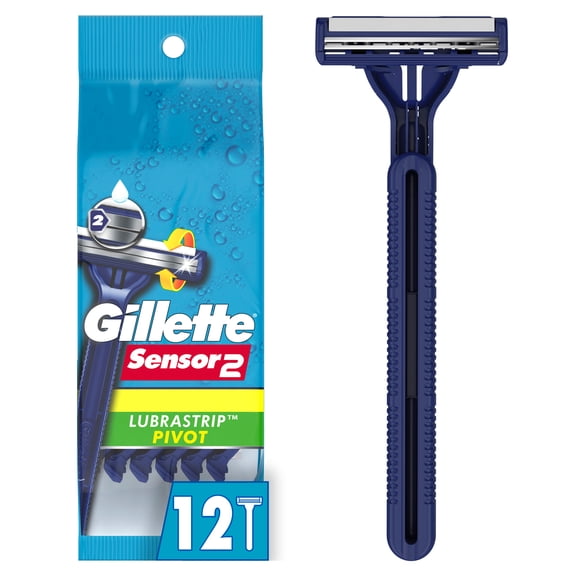 Sensor2 Pivoting Head   Lubrastrip Men's Disposable Razors, 12 Ct
