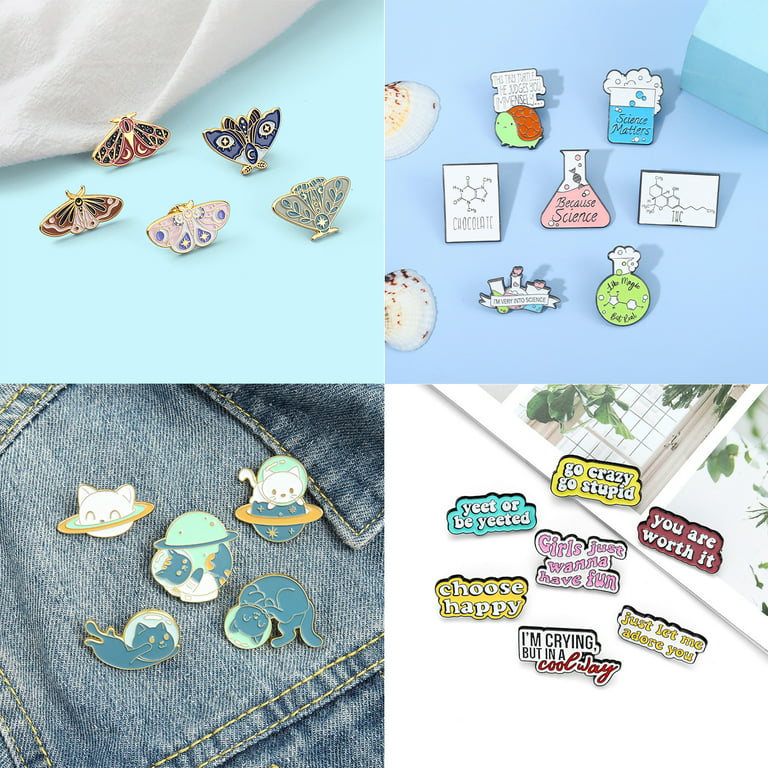 24 Pack Cute Enamel Backpack Pins, Fun Enamel Pins Bulk Set Cool Button Pins  Aesthetic Pins Lapel Pins Anime