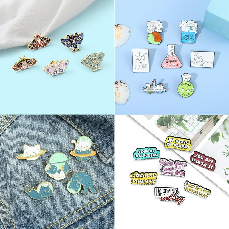 ZILEFSILK 20 Pcs Mixed Random Enamel Pins Set Bulk for Jacket Backpack Hat  Shirt Lapel Button Badges Pins Aesthetic Brooch for Women Girl Funny Cool