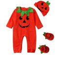 thumbnail image 2 of MuXiKeJi Clothes Halloween Pumpkin Bodysuit Toddler For Cute Baby,Halloween Pumpkin Outfit Toddler 2025, Unisex Kids Sets For Boys Girls,Halloween Clothes Romper Tops Hat Footies, 2 of 7