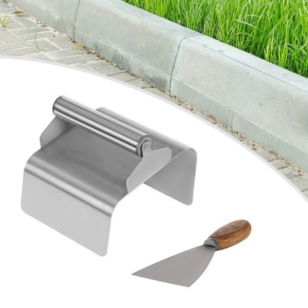 Silver Concrete Curb Trowel Edger Landscape Curb Trowel Kraft Tool with Putty Knife Stainless Steel for Road and Ground Paving in Gardens, Lawns, Patios